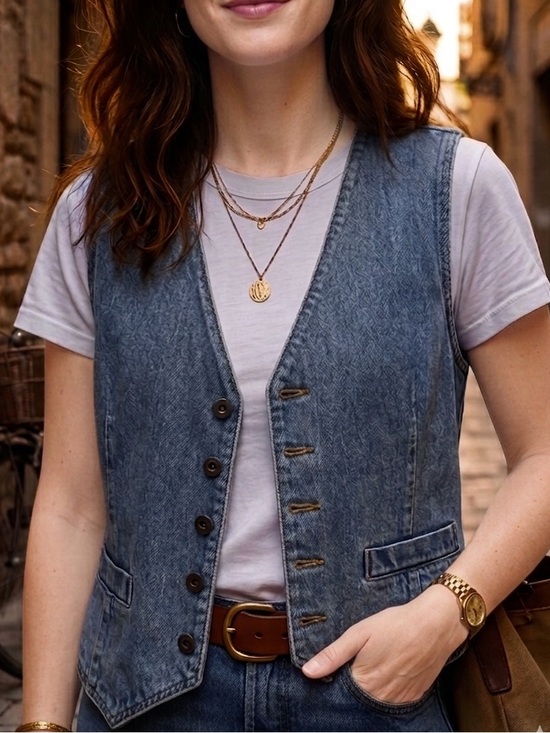 le chateau Jackets & Blazers - Vintage Le Château Denim Waistcoat Vest